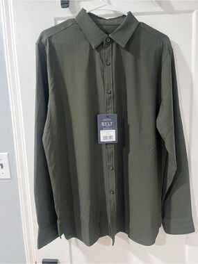 BYLT Basics Olive Green Men's Button-Down Dress Shirt